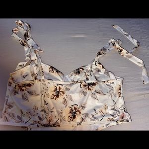 NEW SHEIN Plus Floral Print Tie Shoulder Bustier Cami Top